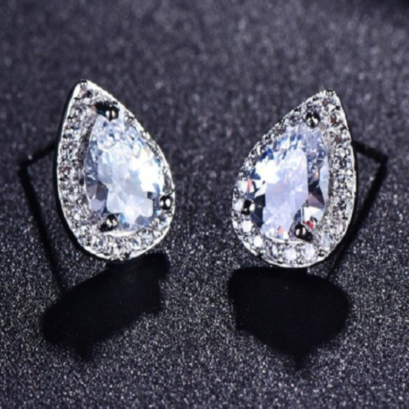 dazzling items Jewelry - White Sapphire Pear Cut Stud Earrings